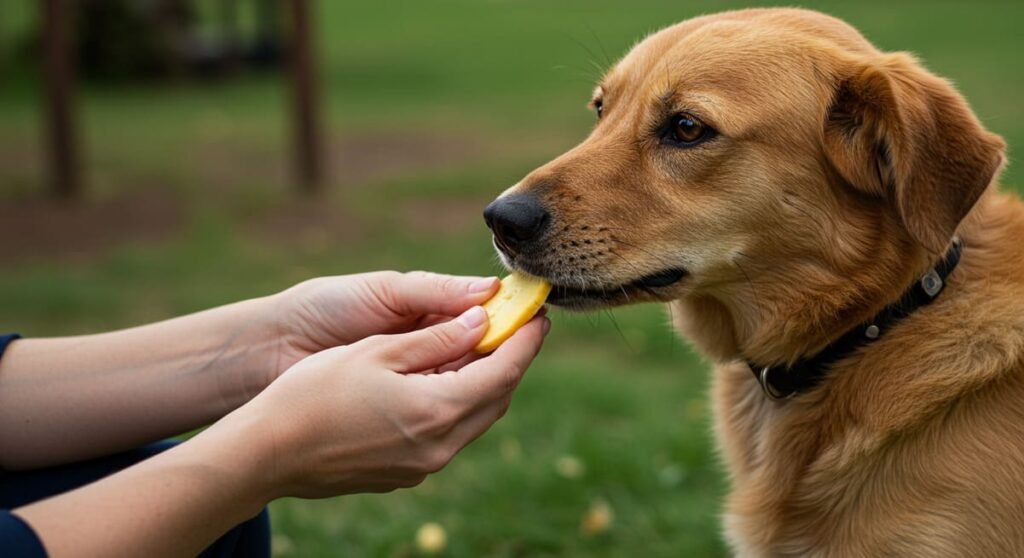 Cães também sentem emoções? Descubra como fazer seu cão mais feliz! 6 Tutor dando um petisco para seu cão